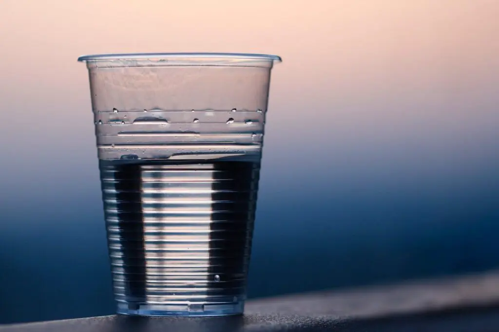 cup of water and sunset evolution